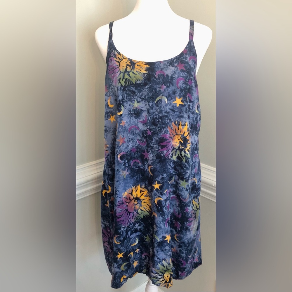 Spaghetti Strap Celestial Tie Dye Pattern Swim Coverup